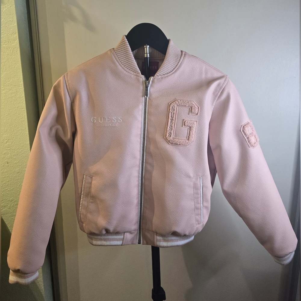 Guess Kids Light Pink Logo Bomber Jacket